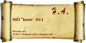 Hübner Ali névjegykártya